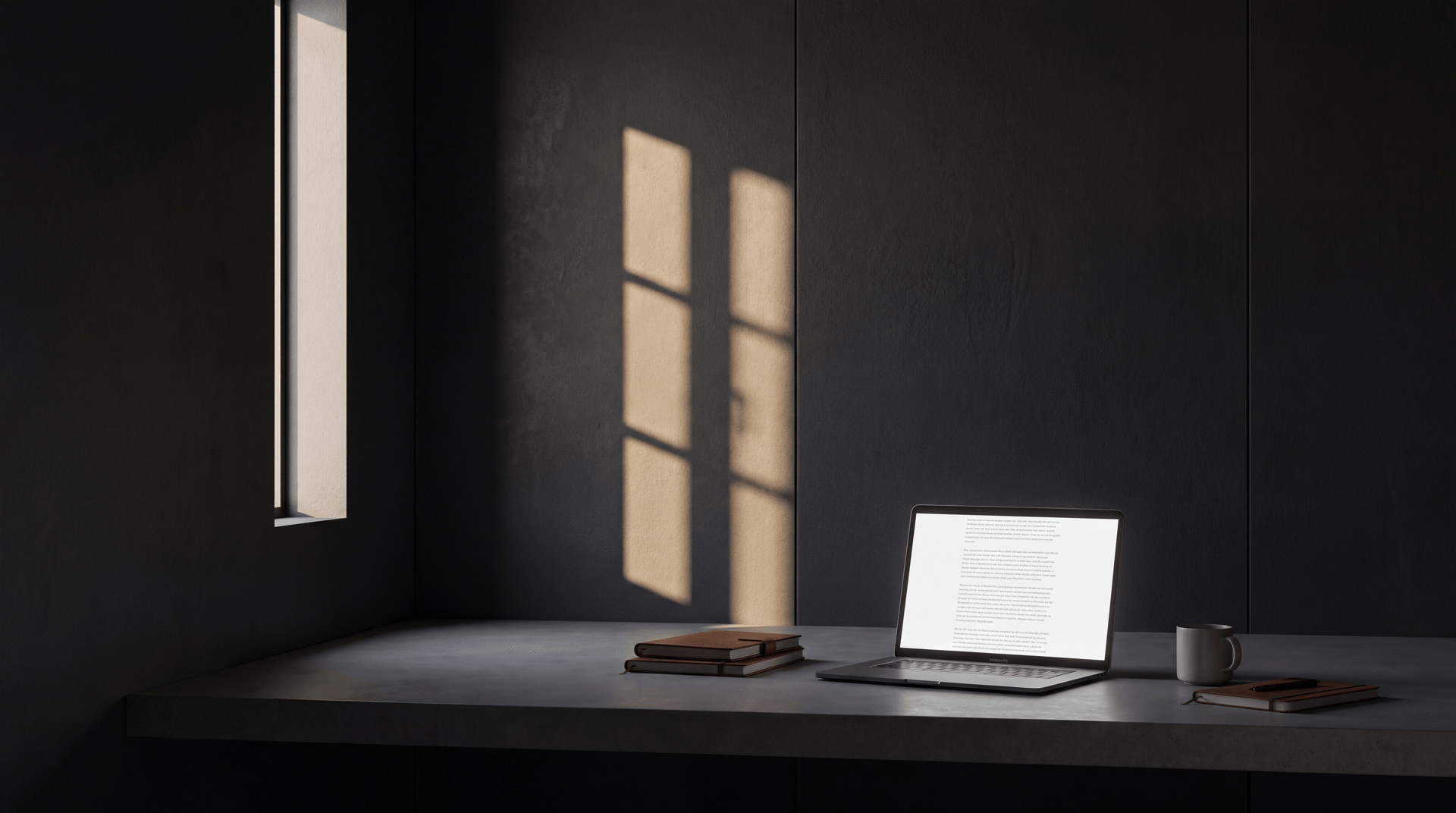 Espacio de trabajo minimalista con luz natural