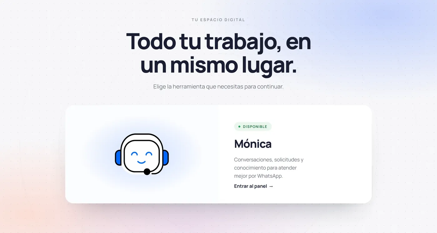 Pantalla de entrada del grupo óptico, con una tarjeta por herramienta